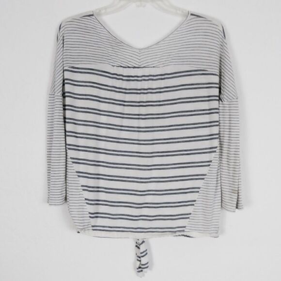 Lucky Brand Offwhite Striped Half Sleeve Knotted Top - Picture 2 of 4